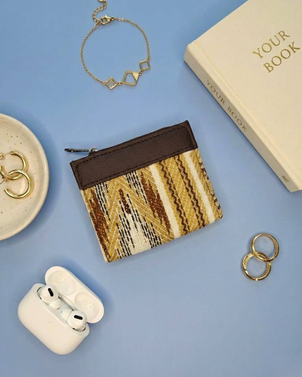 Earth Tone Beige Jacquard Unisex Wallet